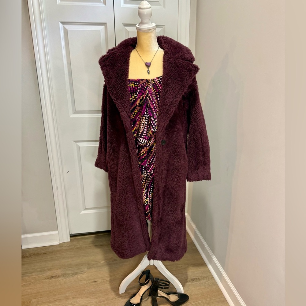 Express plum Teddy Jacket Plush Oversized Style
